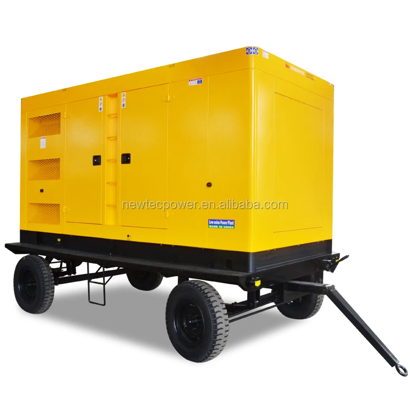 Single phase 300kw 380kva trailer type silent   generator with welding machine powered by SDEC shang chai engine