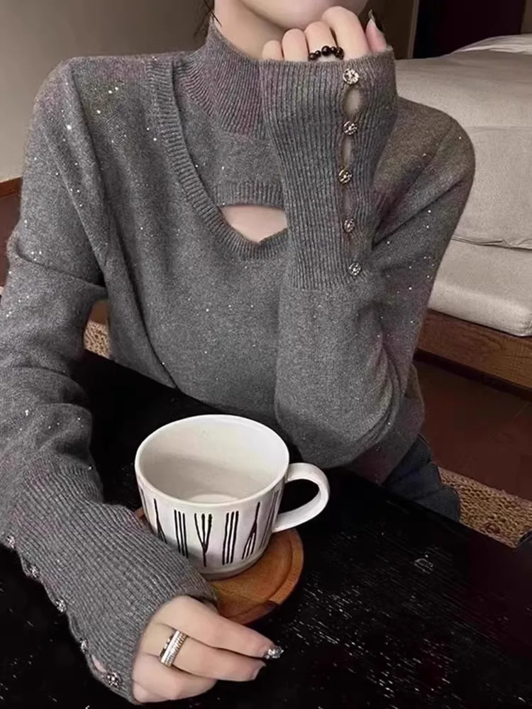 

Faionable Casual Long Sve Hoodie Comfortable Knitted Base irt Sli Early Autumn Top Trendy Commute Suitable Women's...