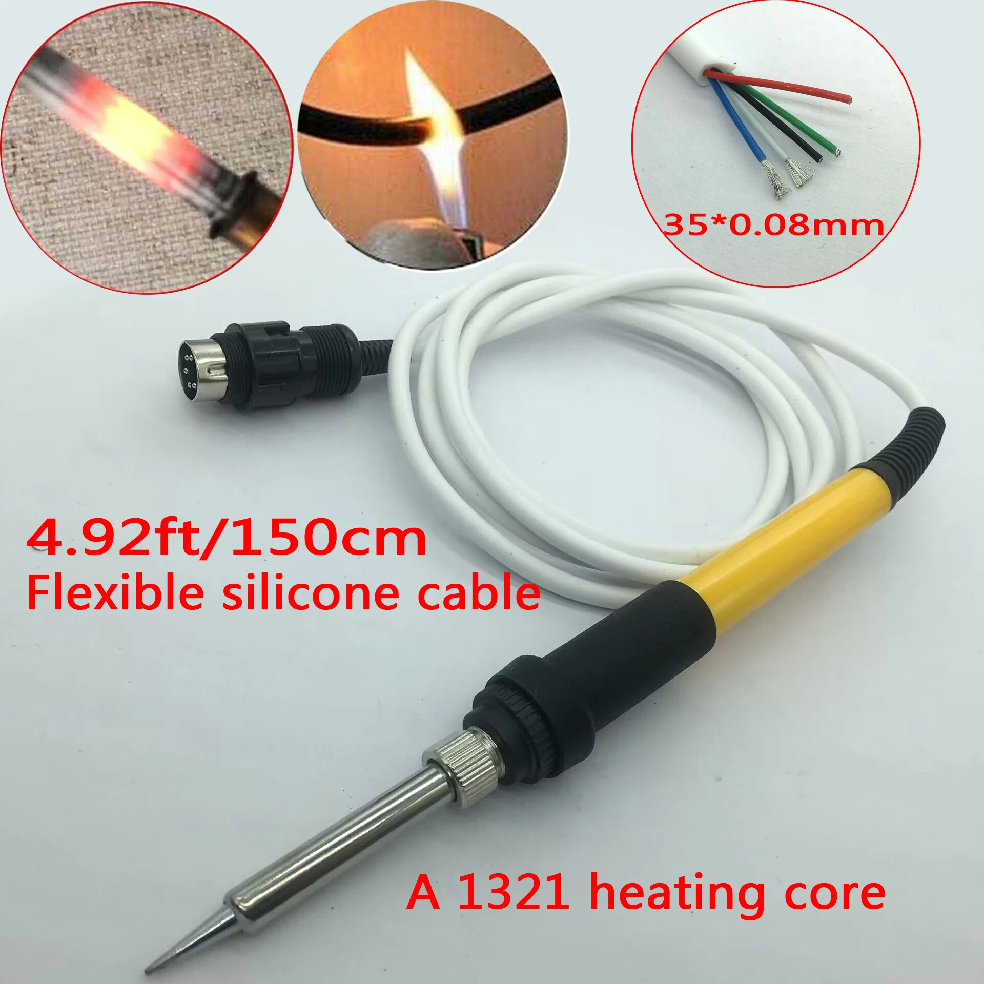 

150cm/4.9 ft yellow silicone cable 936 Soldering Iron 907 handle with A1321 ceramic Heater for 936/937/928/926 Soldering Station