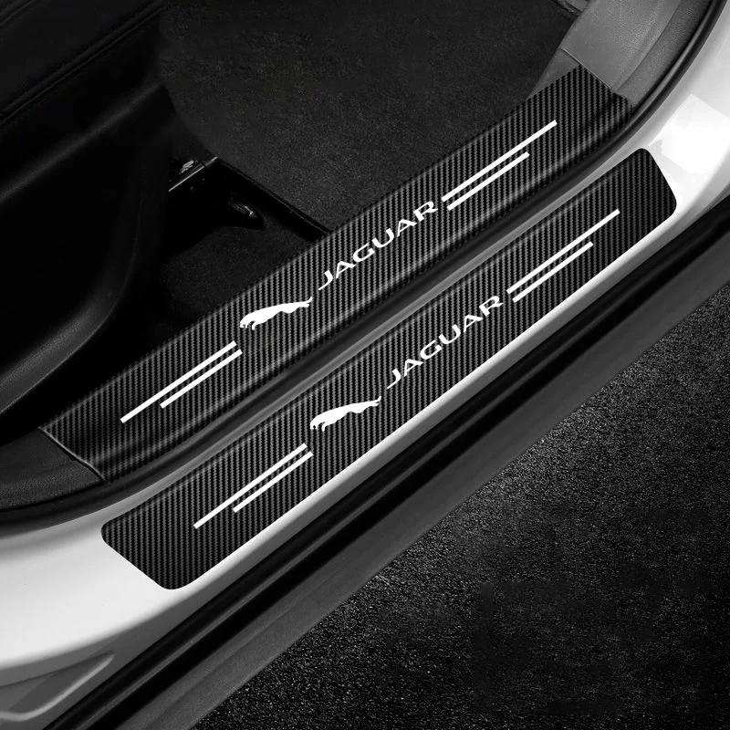 Carbon Fiber Car Door Sill Plate Car Rear Trunk Protector Stickers Interior For Jaguar XF XE XJ F-PACE F-TYPE X760 Accessories