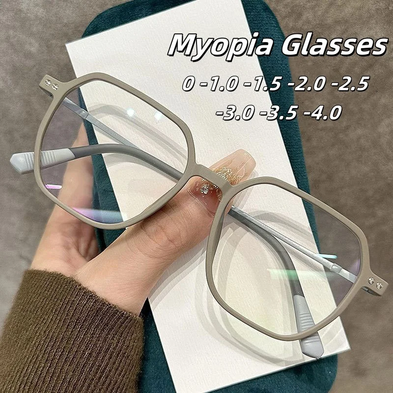 

New Retro Frosted Frame Myopia Glasses Fashion Square Frame Anti Blue Light Glasses Optical Prescription Eyeglasses 0 TO -4.0
