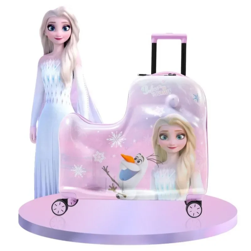 Nueva periférica de animación Frozen Elsa, dibujos animados creativos, lindos niños con forma de caracol, pueden sentarse y andar, maleta silenciosa de gran capacidad