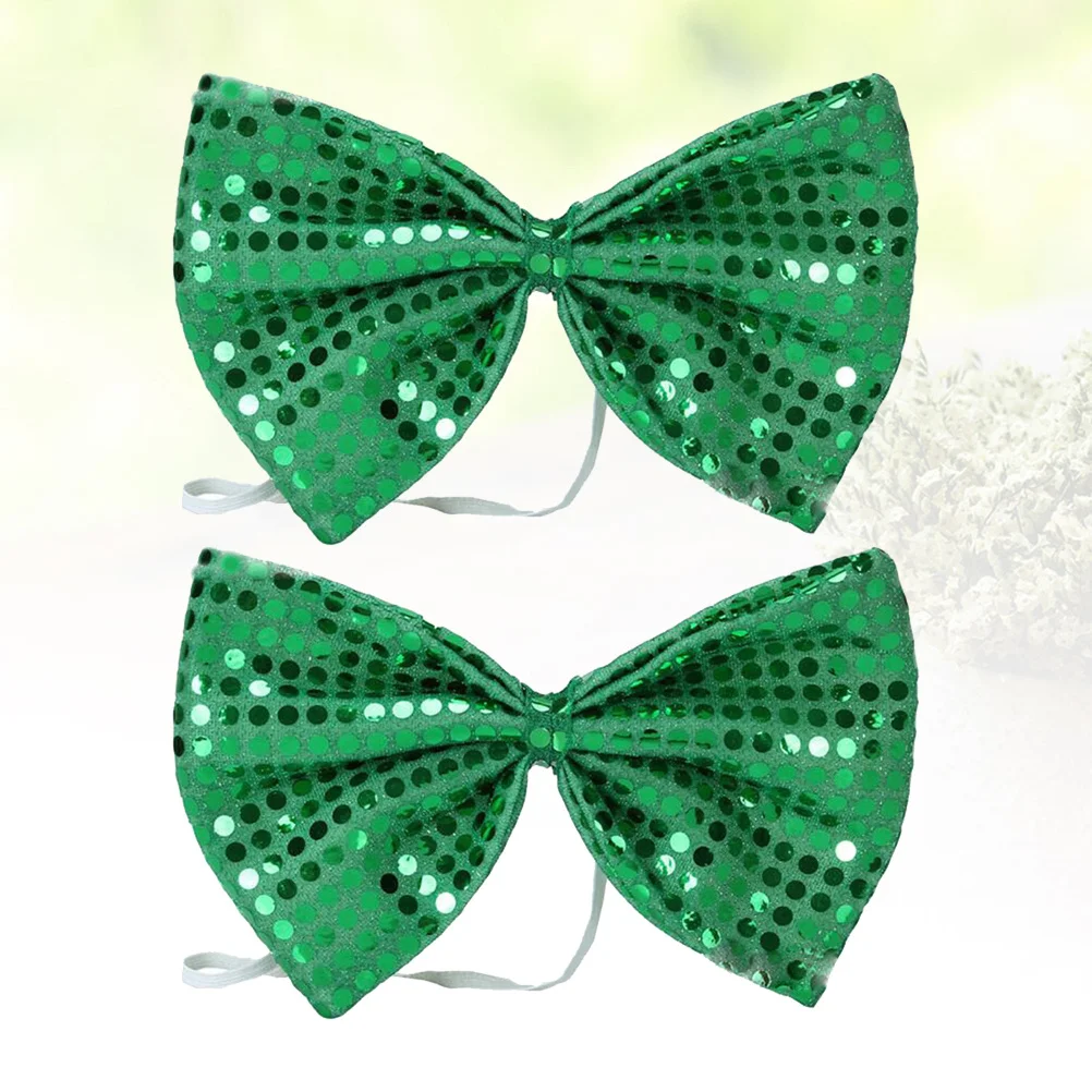 2pcs Sequin Bowties Festive Party Accessory Set For Masquerade Carnival Costume Events Photo Props Grooms Bowtie St Patrick Day