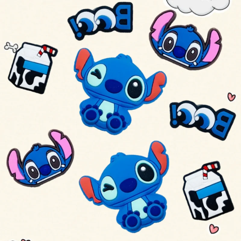 

8Pcs Cute Large-Headed Stitch Plastic Ins Hole Shoes Upper Decoration DIY Shoe Flower Buckle Accessories