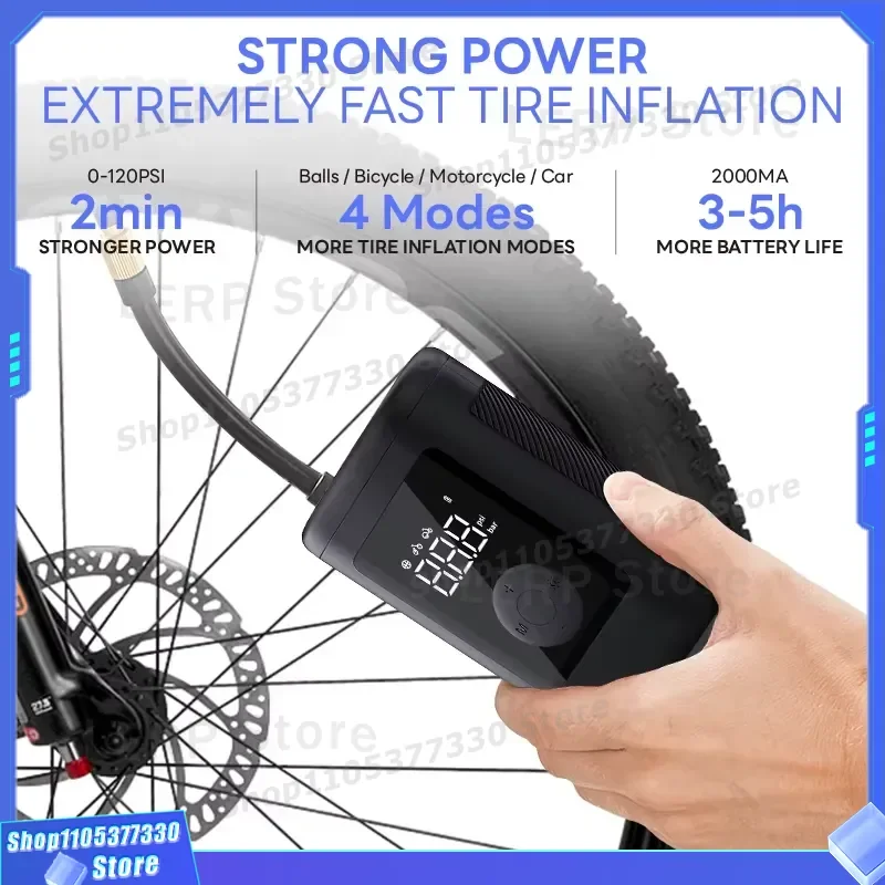 150 PSI Portable Digital Car Tire Inflator Cordless Mini Air Pump for Motorcycle Bicycle Ball General Motors ABS Metal Body