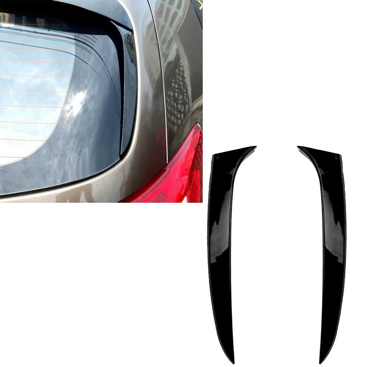 2pcs Glossy Black Rear Window Splitters Side Spoiler Cover Trim Canards Sticker for KIA Sportage R 2011-2015 Car Styling