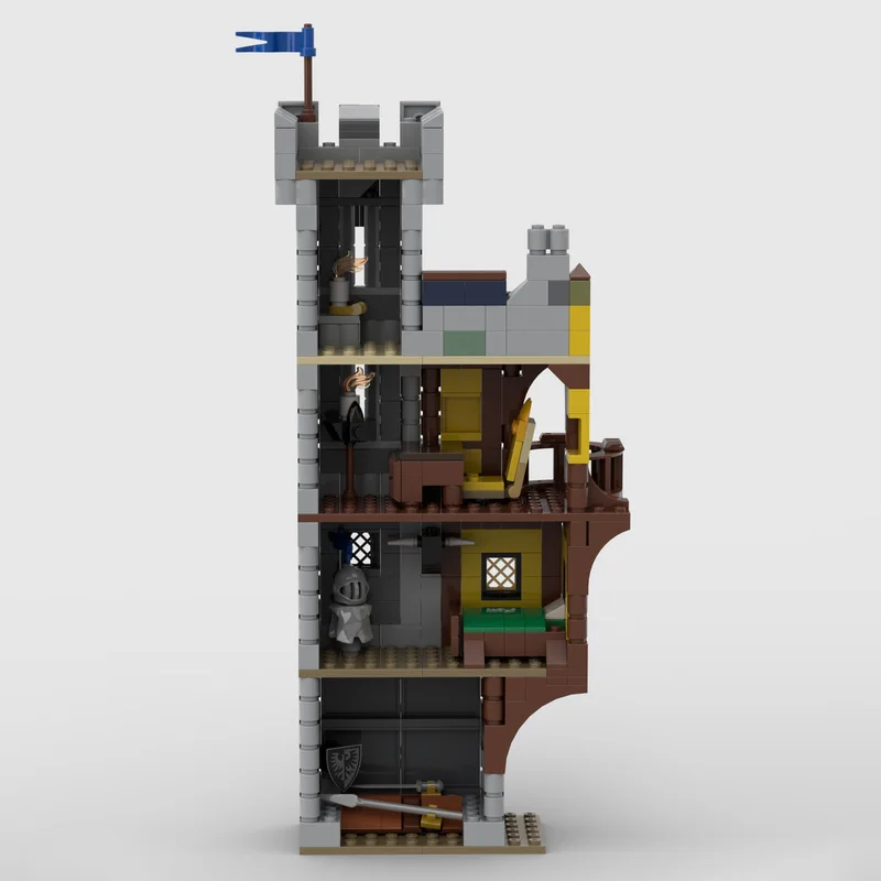 Brinquedos de bloco de construção MOC, ornamentos de modelo de fortaleza de torre de estilo medieval, presentes criativos de feriado, adequados para todas as arquiteturas