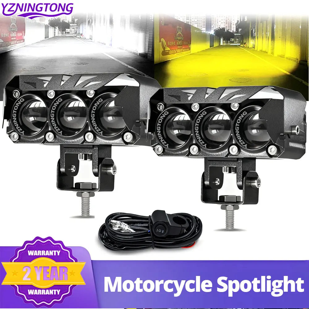 

Motorcycle Led Headlight Bulb 500W Dual Color LED Spotlights Motorbike Bike Additional Fog Lamp Moto Headlamp 12V 24V for BMW