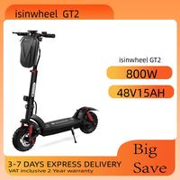 isinwheel GT2 Electric Scooter 800W Motor 48V 15Ah Battery 11 Off-Road Pneumatic Tire Foldable City Commuter Electric Scooter