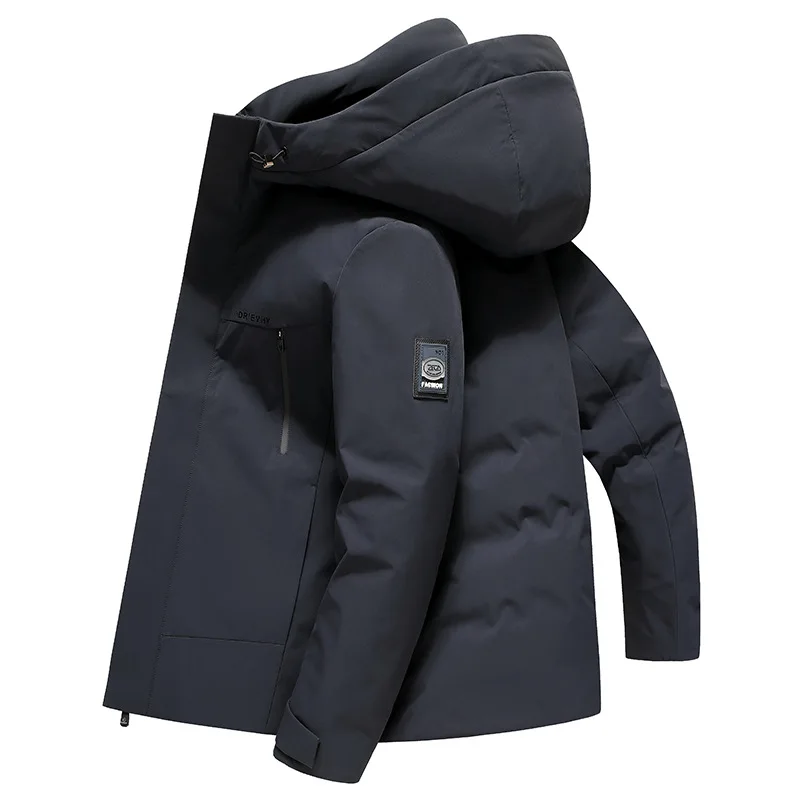 Men's Color Matching Hooded Down Jacket 2023 Winter New Fashion Warmth Outdoor Leisure