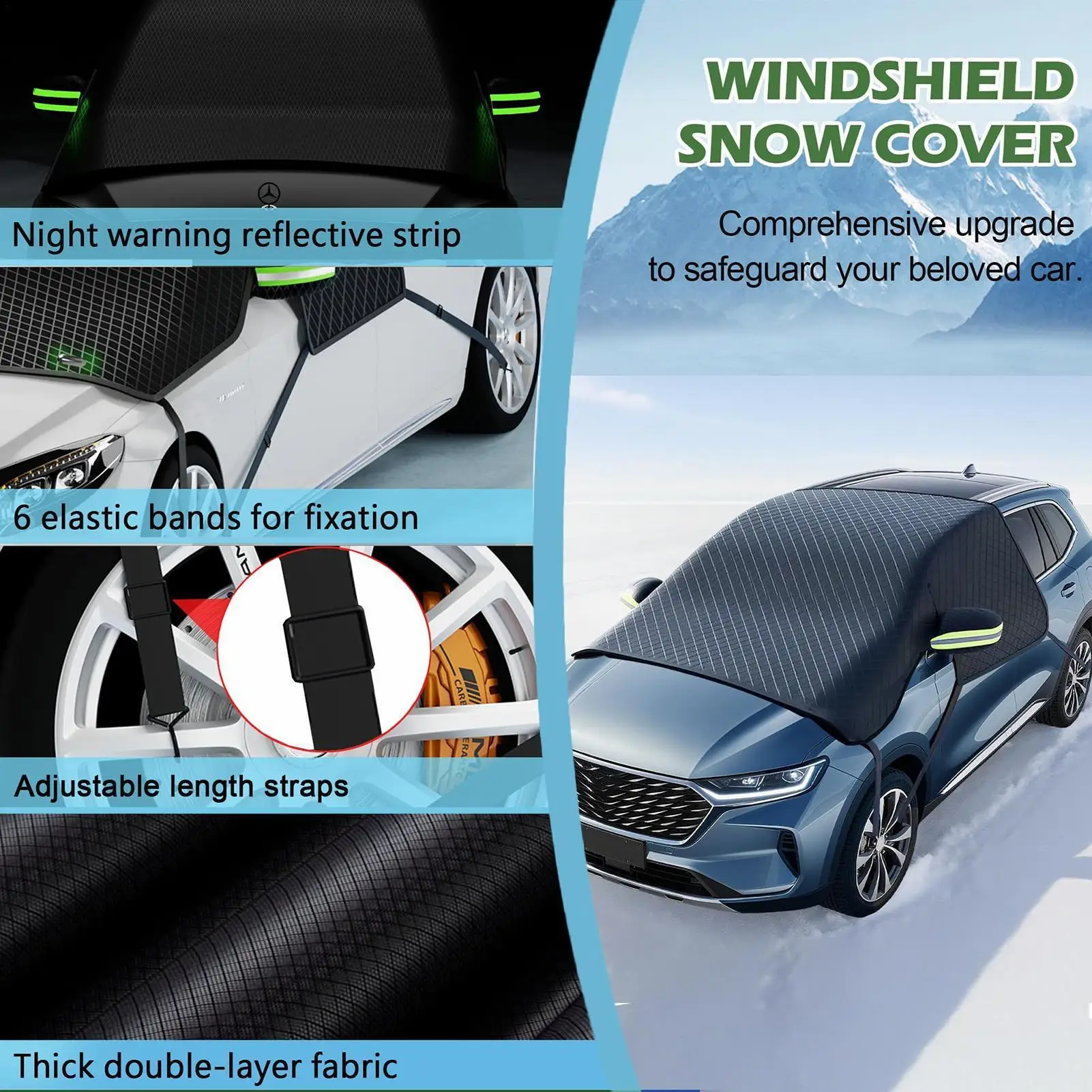 Auto Windshield Snow Cover 263x117cm Heavy Duty Waterproof Protector Weatherproof Glass Sun Visor Anti Freeze Car Accessories