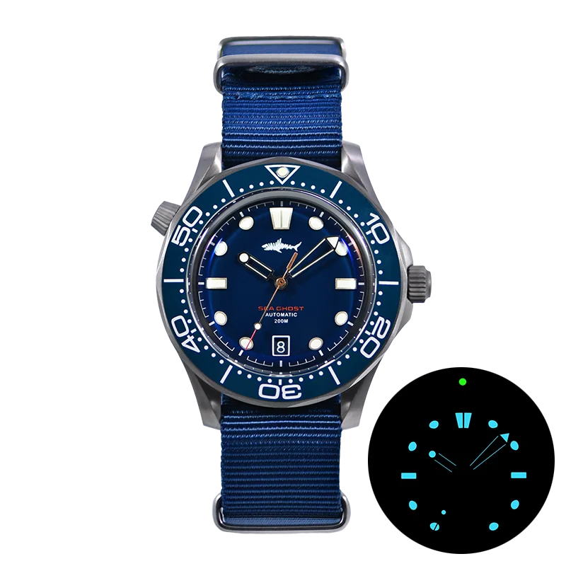 Heimdallr Titanium Horloge Zee Ghost V2 Nttd Nh35 Beweging Datum C3 Lume Saffier Crystal 20bar Automatisch Mechanisch Duikhorloge Heren