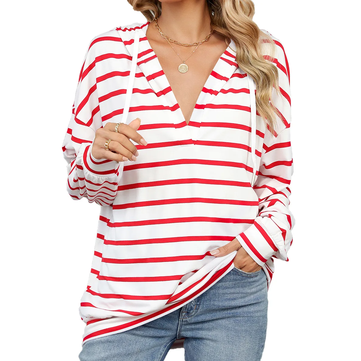 Hoodies Stripe Women Sudadera Clothes Ropa De Mujer Pull Hiver Femme Pullover Stripe  Womens Hoodie Women's Hoodies Long Sleeve