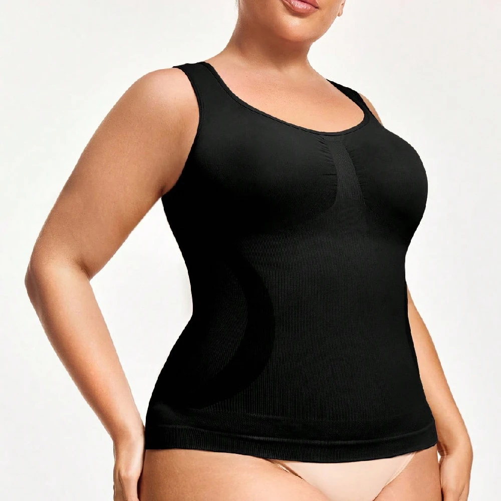 1PCS Plus Size Seamless Body Shaper Camisole,Women Crew Neck Tummy Control Compression Tank Top,Slimming Athletic Shapewear Tops