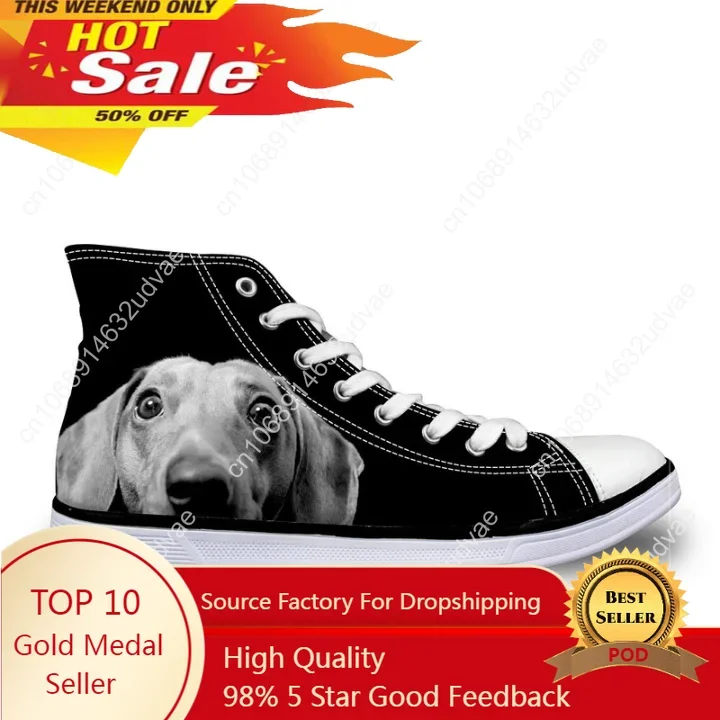 

New Spring Women High Top Vulcanize Shoes Cute Dachshund Dog 3D Printed Female Canvas Flats Shoes Woman Causal Sneakers