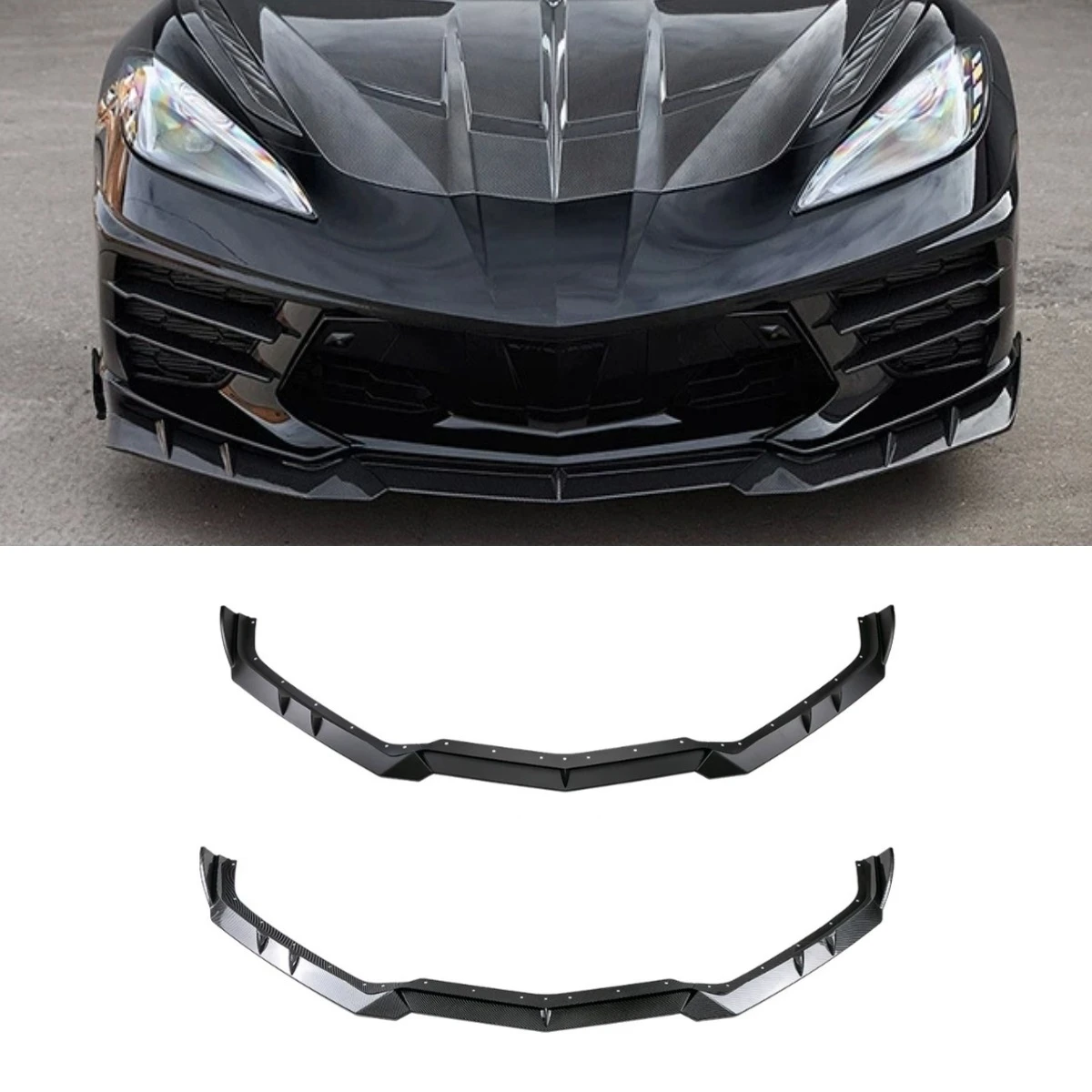 

Car Front Bumper Lip Spoiler Side Splitter Deflector Guards Cover For Chevrolet Corvette C8 Z51 Body Kit Car Accessories