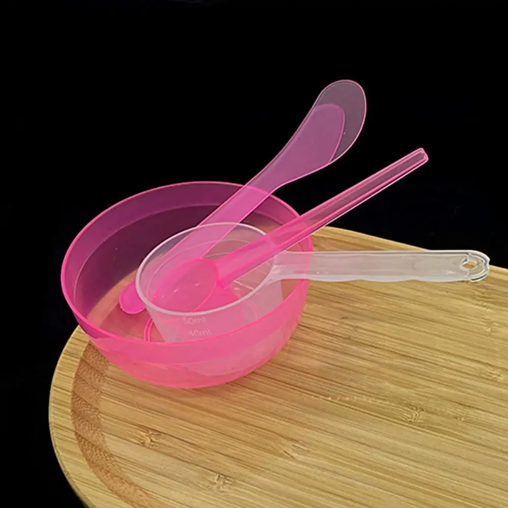 

4Pcs/Set DIY Face Mask Mixing Bowl Set Plastic Soft Facial Mask Spatula Tool Measuring Spoon Stick Reusable Skin Care Tool
