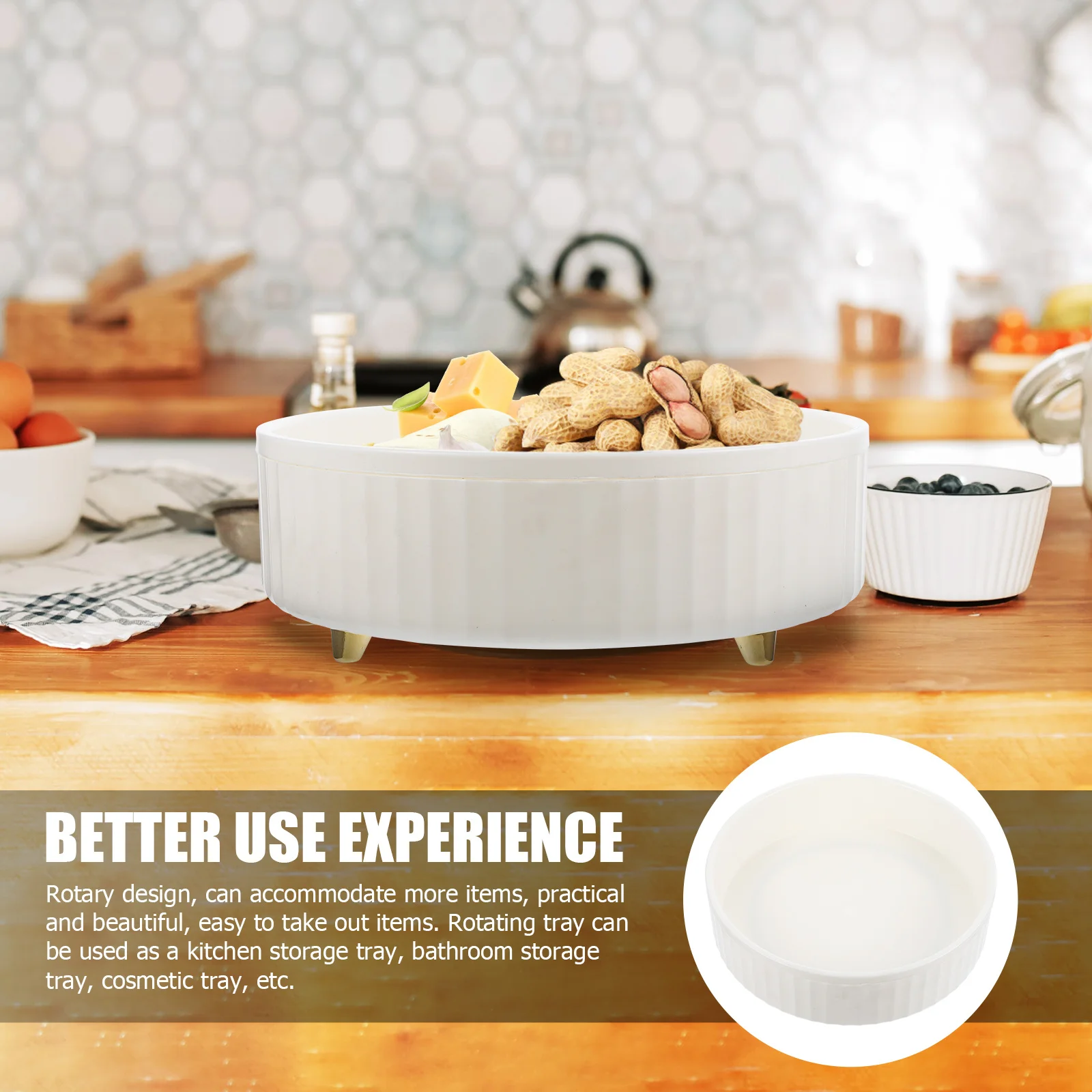 

Rotating Storage Tray Round Kitchen Turntable Organizer For Spices Condiments Makeup Bottles Multifunctional Home Storage