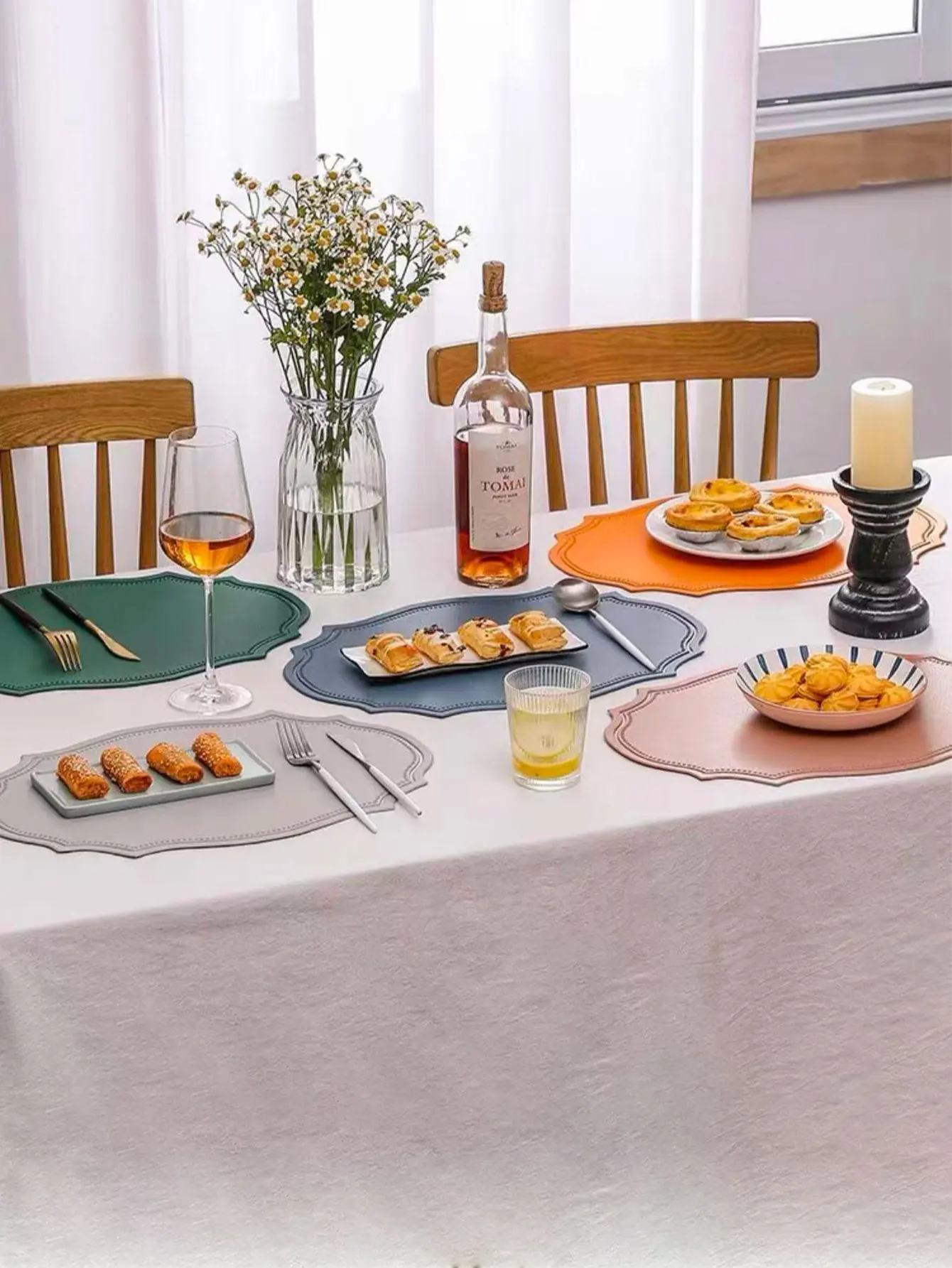 Leather Placemat Ins Style Dining Table Mat Nordic Creative Heat Insulation Mat Rectangular Waterproof Hotel Western Dining Mat Coffee Table Mat 1Pcs view 3