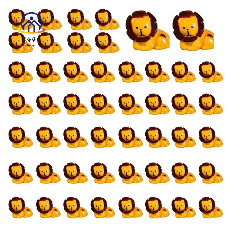 A44F-50PCS Mini Jungle Animals Figurines Resin Tiny Animal Miniatures Wild Animal Miniature Garden Accessories