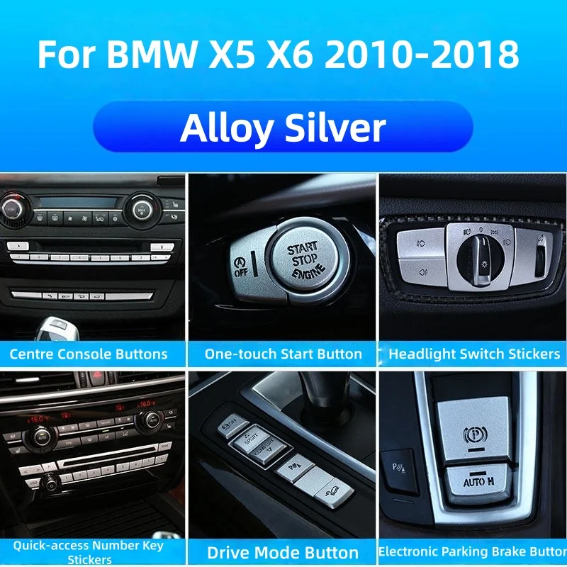 

For BMW X5 X6 F15 F16 E70 2010-2018 Chrome ABS Car Interior Button Decoration Sequins Cover Trim Sticker Car Accessories