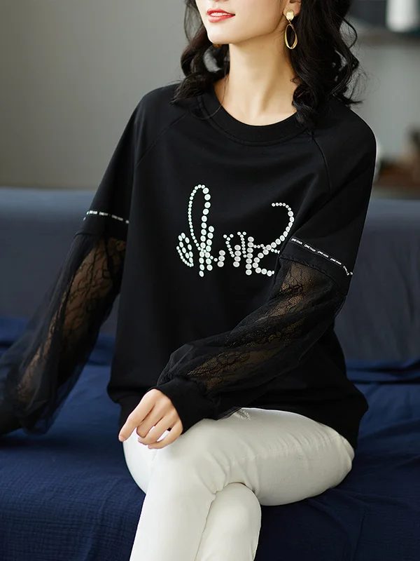 

Весна 2026, женский свитшот большого размера с морским принтом Me в стиле пэчворк, длинный круглый повседневный универсальный топ