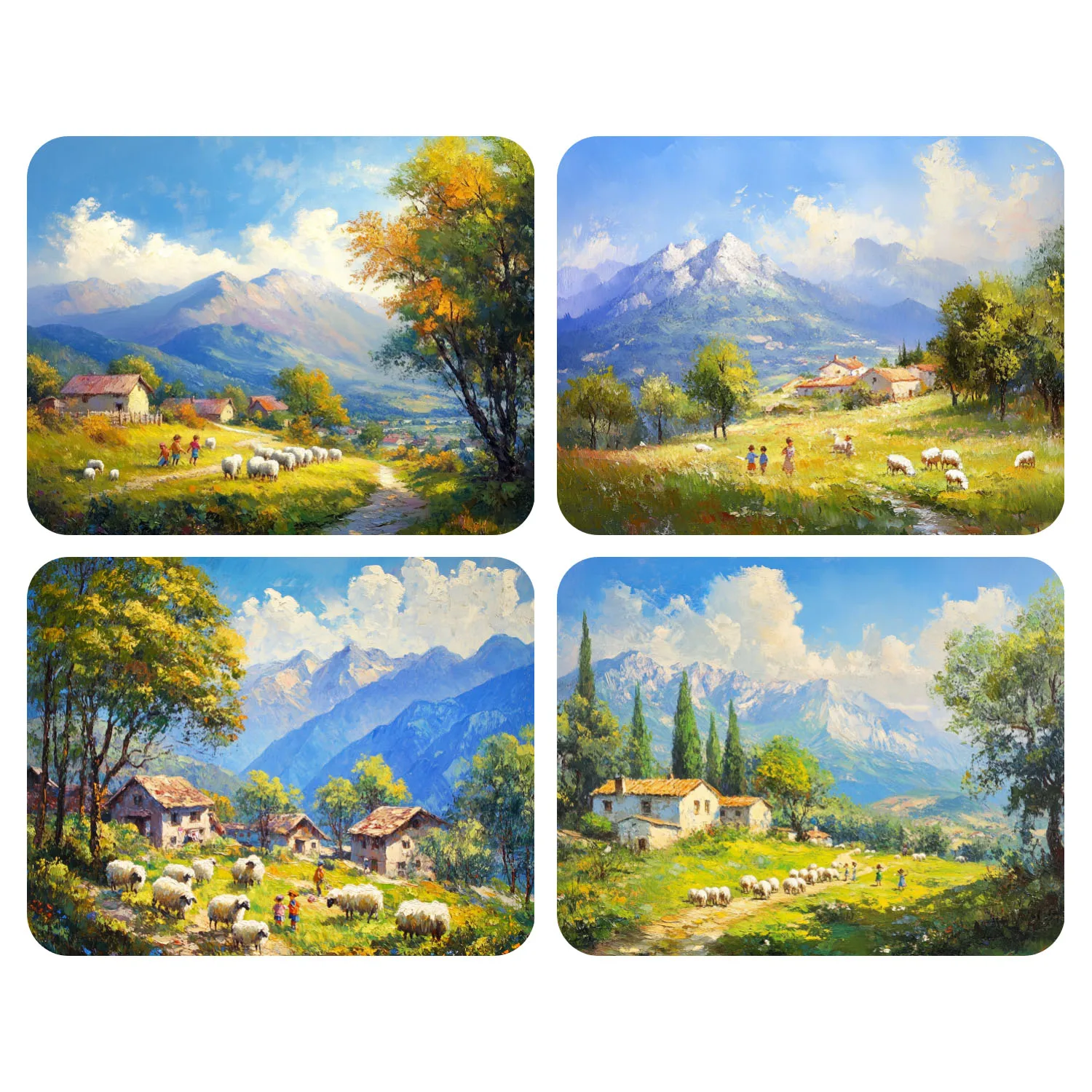 Handgemaltes Schaf und Kinder am Bach Malen nach Zahlen Set DIY Acryl-Kunstwerk Leinwand-Kunst Geschenk für Zuhause