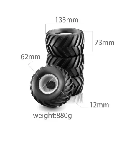 4PCS/Set Wheel Rim&Rubber Tires for 1/10 RC Monster Truck Car Tamiya HSP HPI Kyosh HPI Tamiya Kyosho