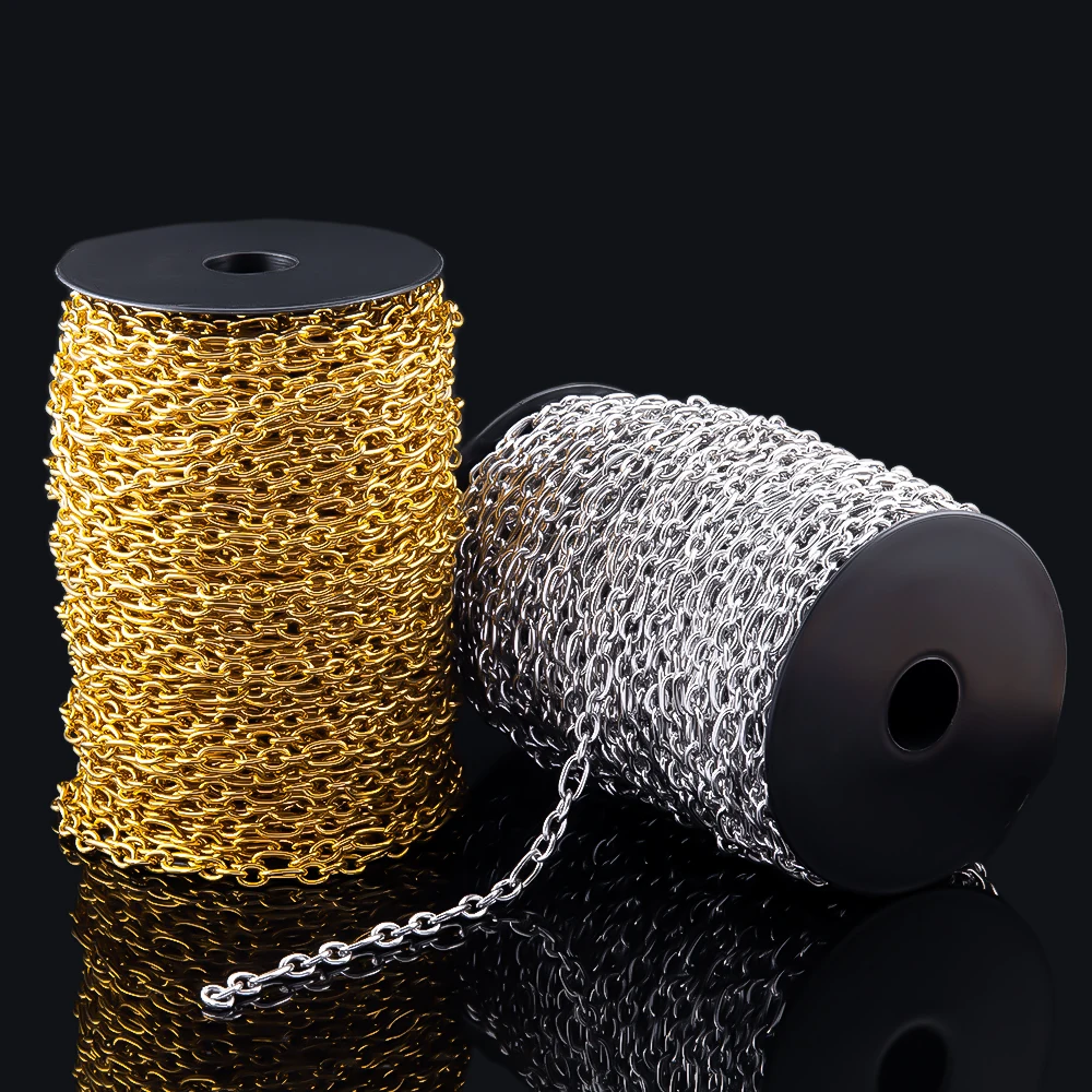 0.5Meter 1Meter Stainless Steel Round Cross Open Ring Chain for DIY Necklace Bracelet Jewelry Making Body Chain image 3