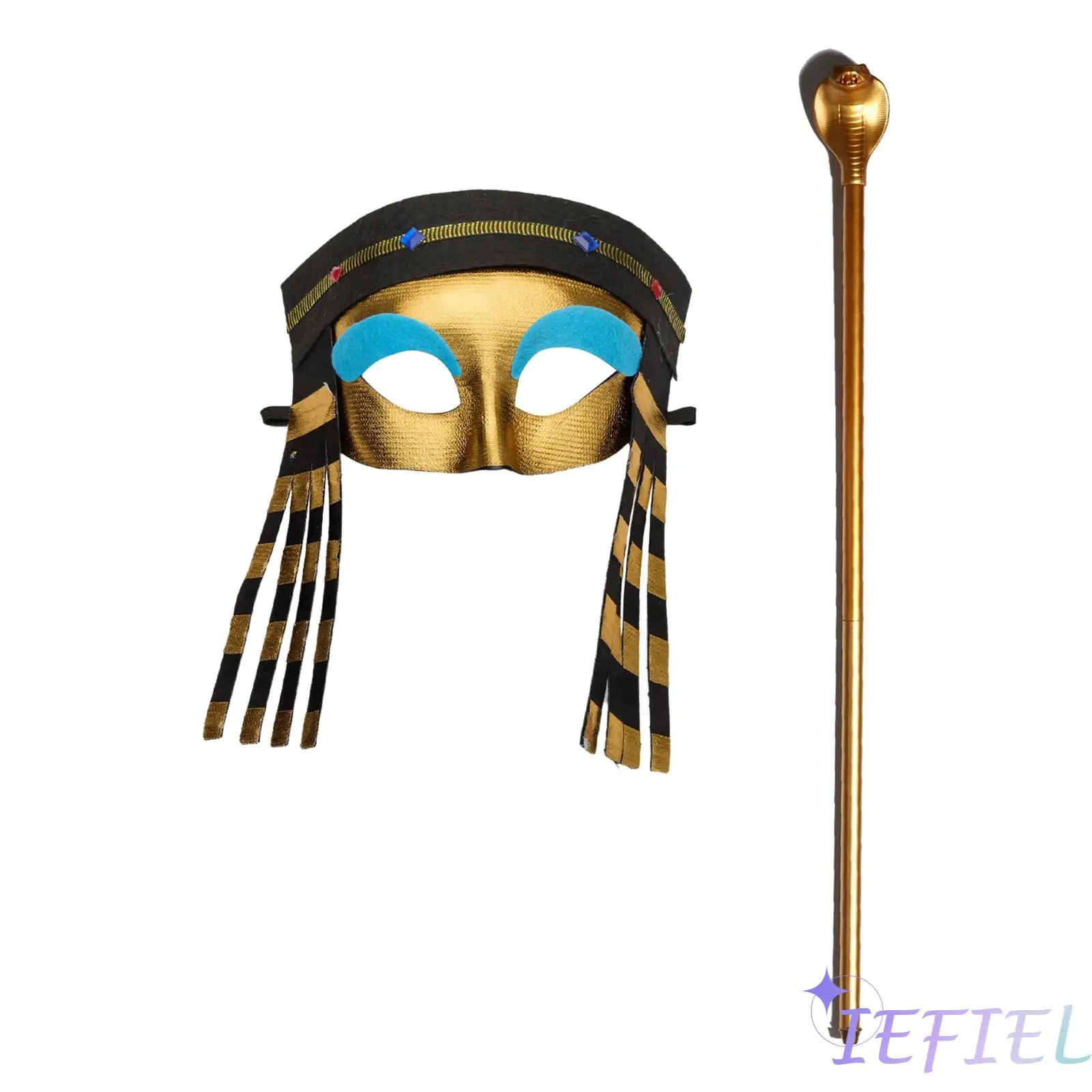 

Women Versatile Pharaoh Role Play Kit with Removable Wig Mask And Collar for Cosplay Events And Halloween Celebrations