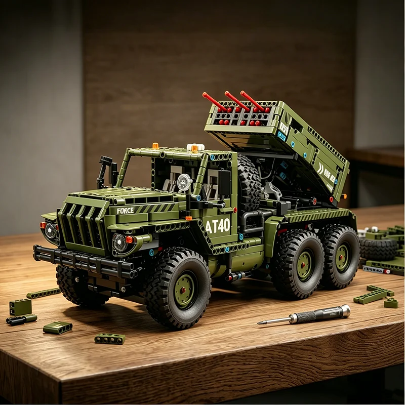 

2268PCS Rocket Launcher Vehicle Building Blocks War Armed Rocket Truck Armored Car Bricks Military Series Model Puzzle Toy Gift