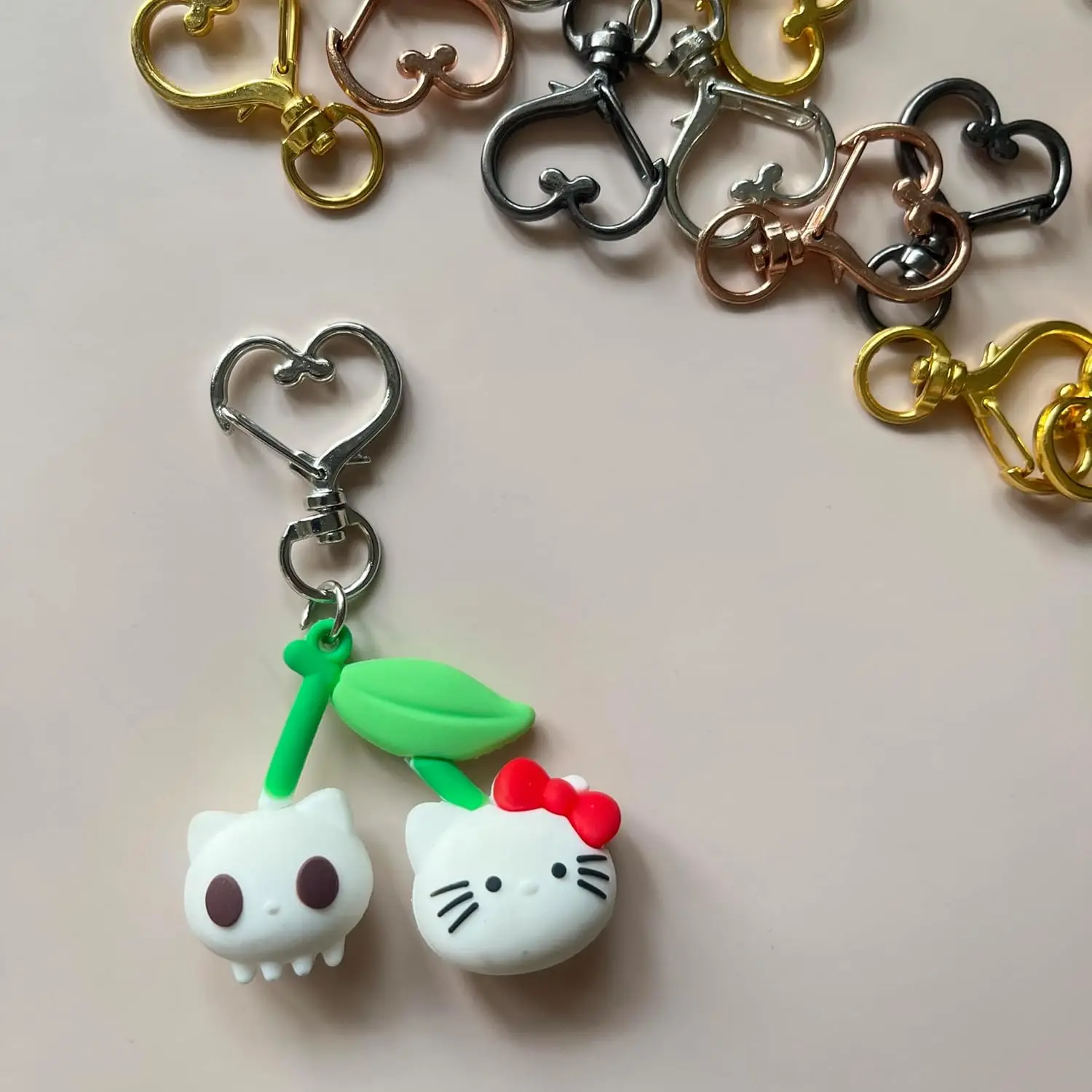 5/10/15/25/40/60Pcs Heart-Shaped Swivel Snap Hooks Metal Spring Snap Keychains Heart Clips Trigger for Lanyard Jewelry Charms