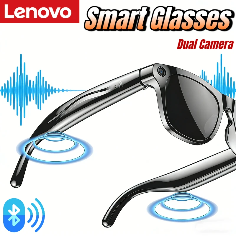 Lenovo AI Smart Glasses HD Photochromic Multifunction Bluetooth Calling Voice Assistant Music Player Translate Camera Glasses