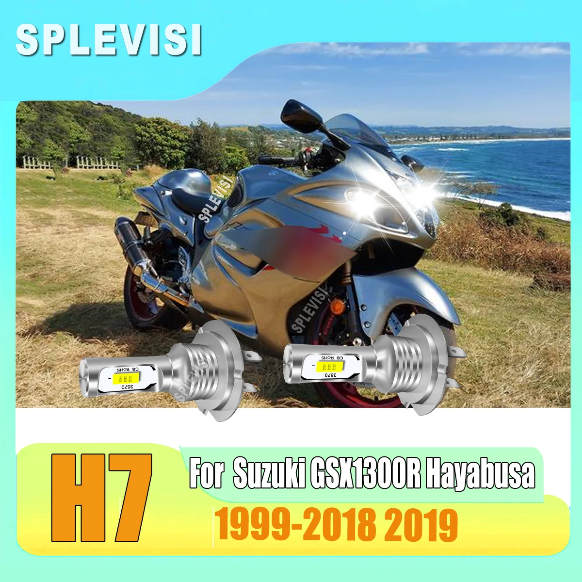 

H7 Motorcycle Led Headlight Bulbs - easy conversion lighting kit luces led para moto Fits for Suzuki GSX1300R Hayabusa 1999-2019