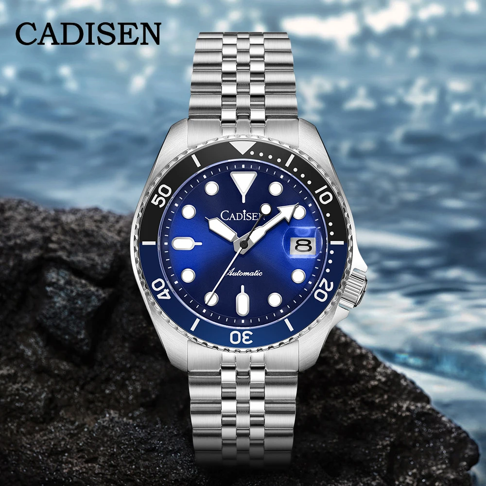 

CADISEN New Luminous Men Mechanical Wristwatches Ceramic Bezel Sapphire Glass NYLON Band Automatic Watch Men relogio masculino