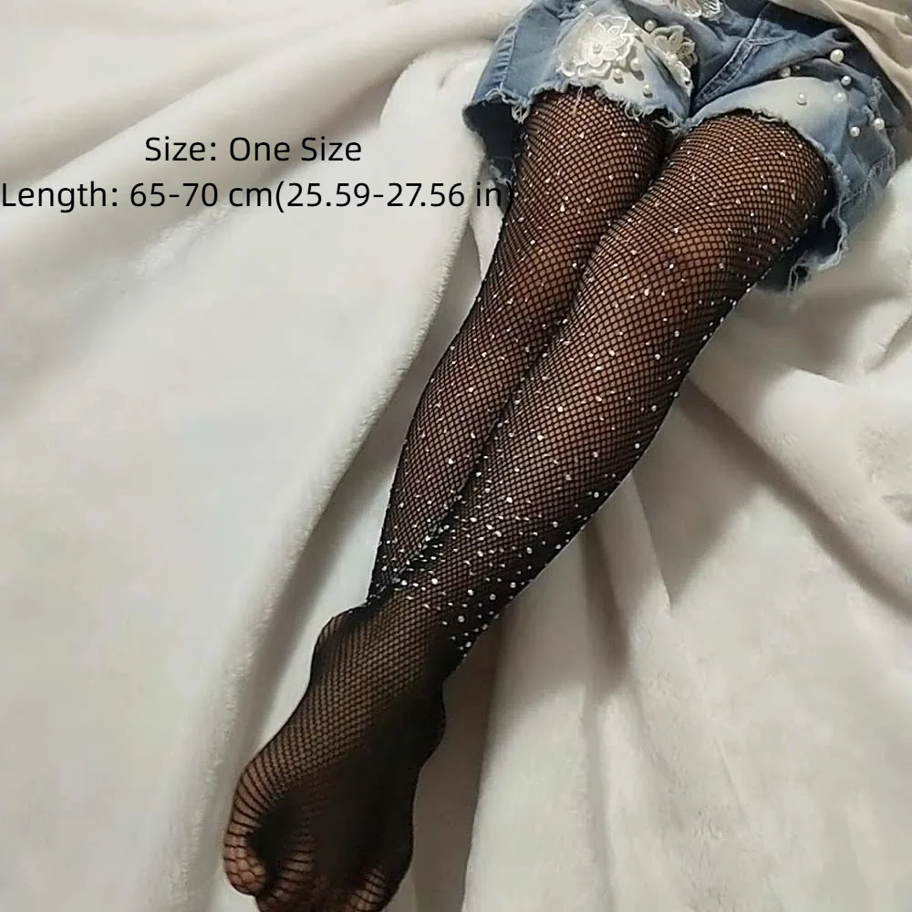Image 7: Bébé mode enfants Nylon paillettes filles bas résille collants strass maille collants