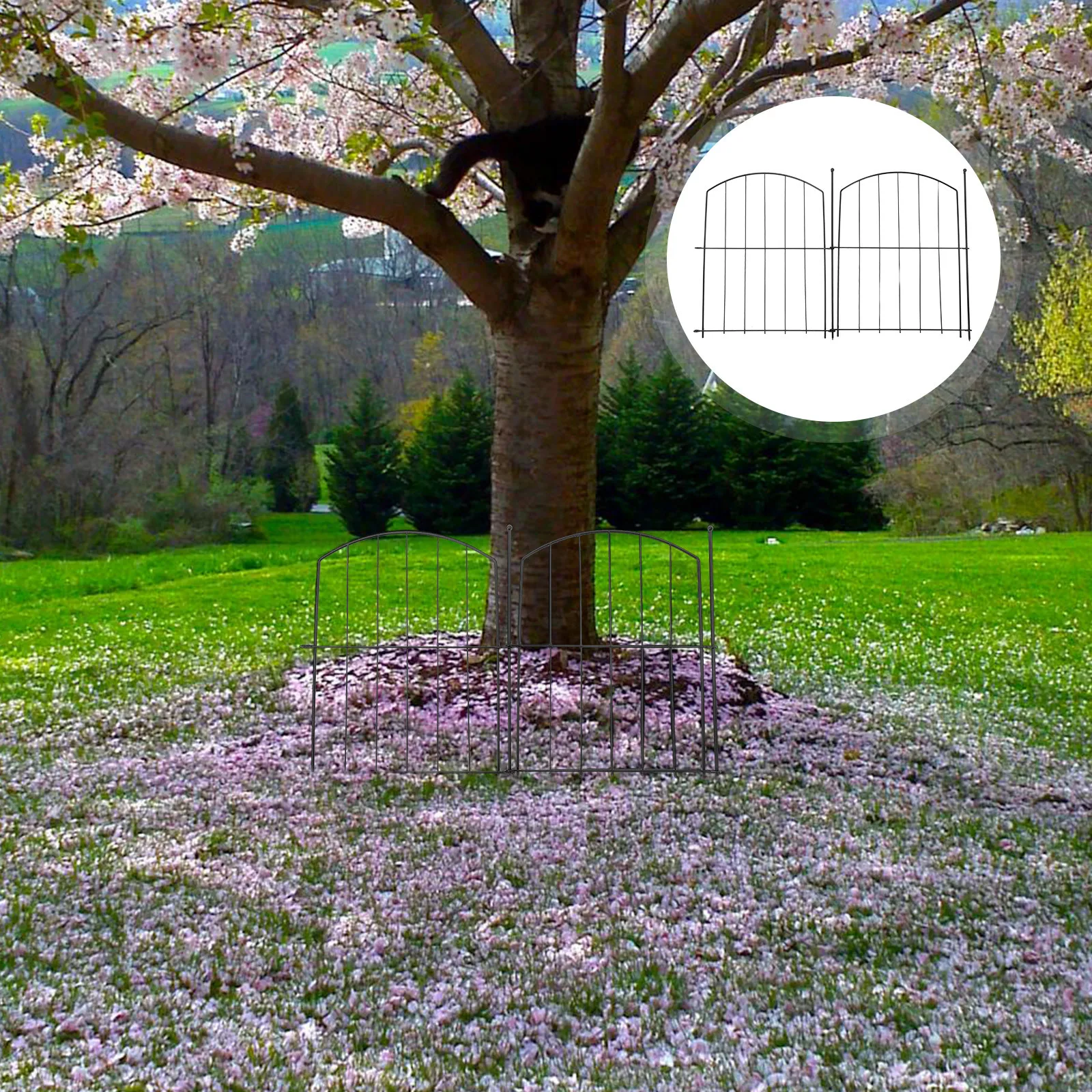 

2Pcs Metal Iron Garden Fence Outdoor Lawn Barrier Animal Proof Fence Landscape Edging Border Yard Partition Iron Fencing