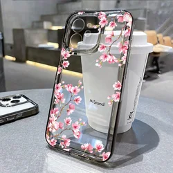 Soft Flower Phone Case For iPhone 16 15 11 12 14 13 Pro Max Mini Plus XSM XR SE 7 8 Silicone Shockproof Clear Mobile Phone Cover