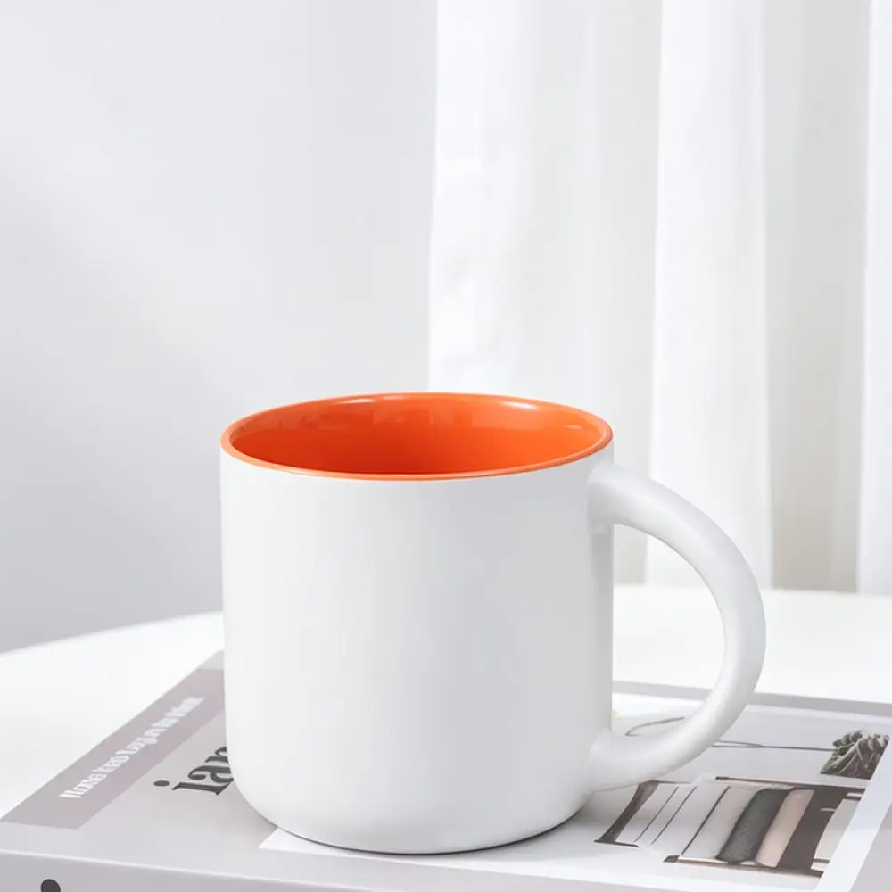 Modern Ceramic Mug Matte Finish Square Handle Coffee Tea Cup Custom Logo Business Promotion Gift Office Desktop Mug