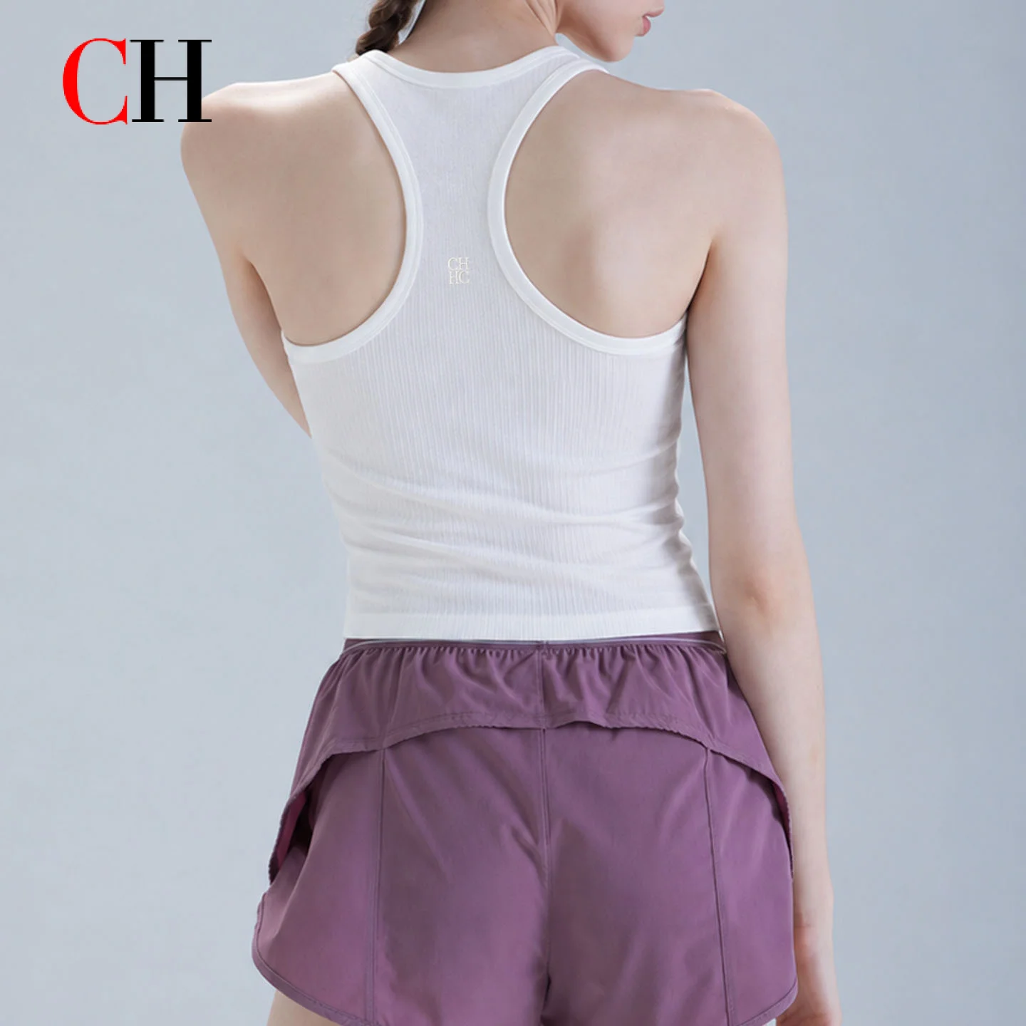 CH Women's Ribbed Tank Top Sleeveless Slim Fit Crew Neck Stretch Crop Vest Summer Casual Basic Top Streetwear