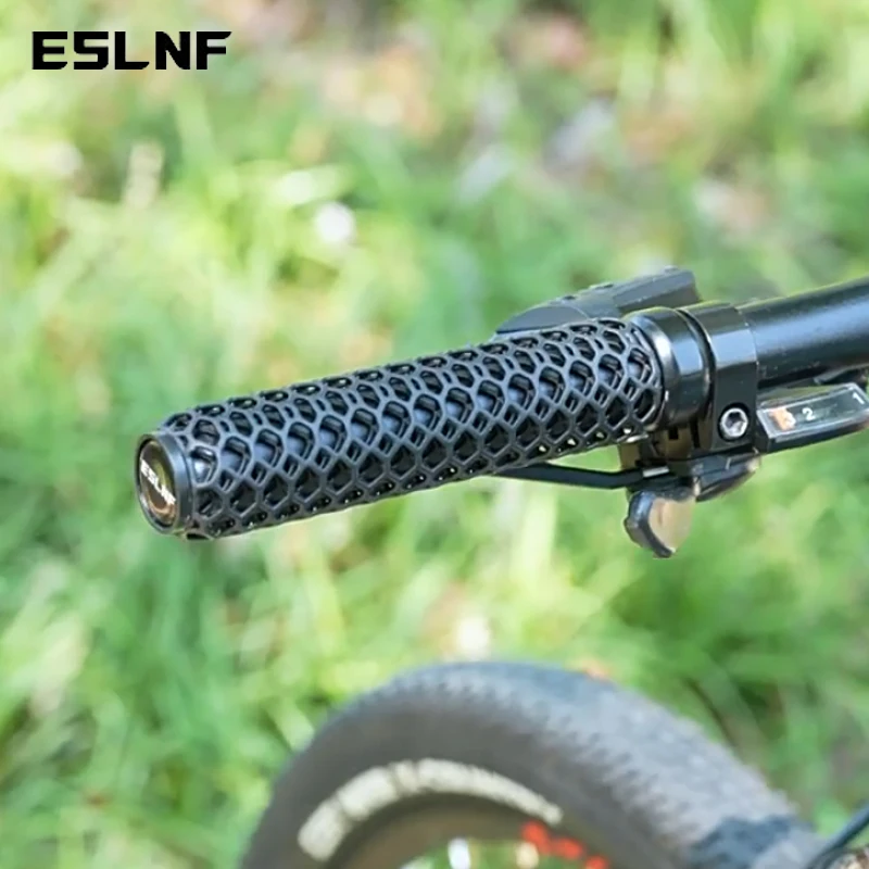 

ESLNF Mountain Bike Grips 3D Printed TPU Non-Slip Bike Cuffs Ultralight Hollow-out Design Bike Grips Shockproof Bicycle Parts