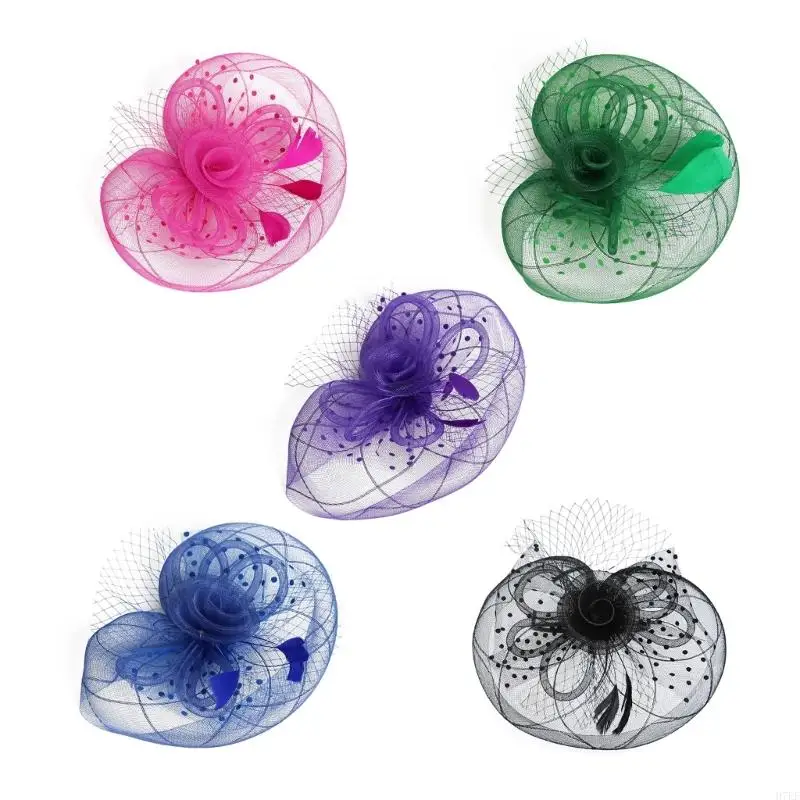 

Fascinator Hat Headpiece Feathered Hair Accessory For Women Wedding Church Event H7EF