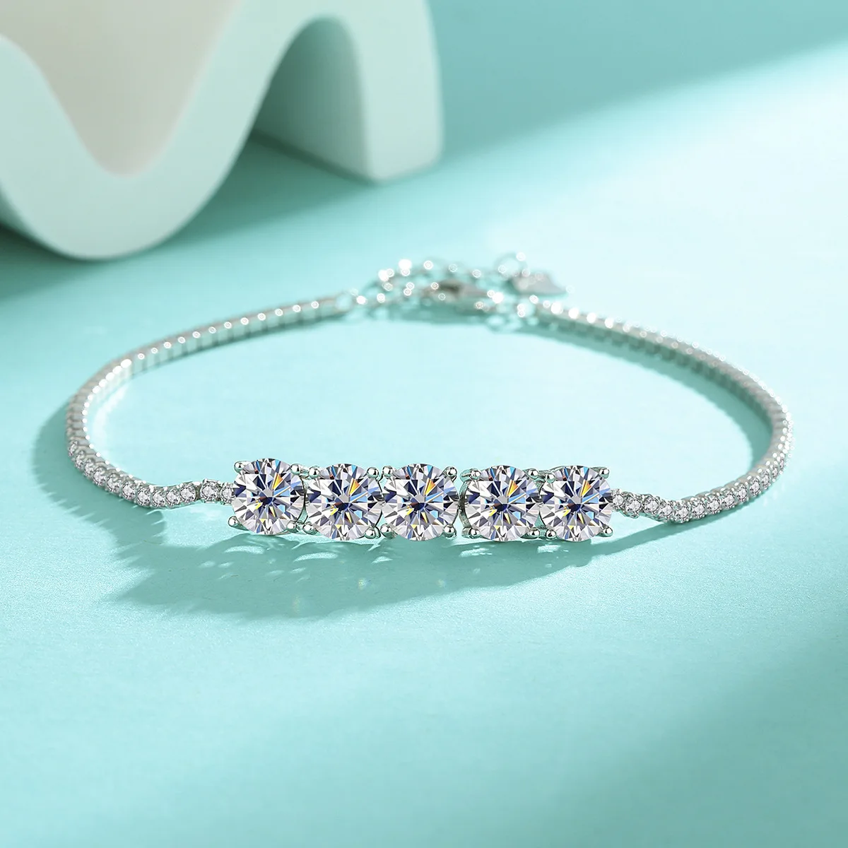 JH 5CT 925 فضة مويسانيتي سوار للتنس للنساء الرجال الكلاسيكية الماس سلسلة سوار D VVS1 غرامة مجوهرات مختبر الماس