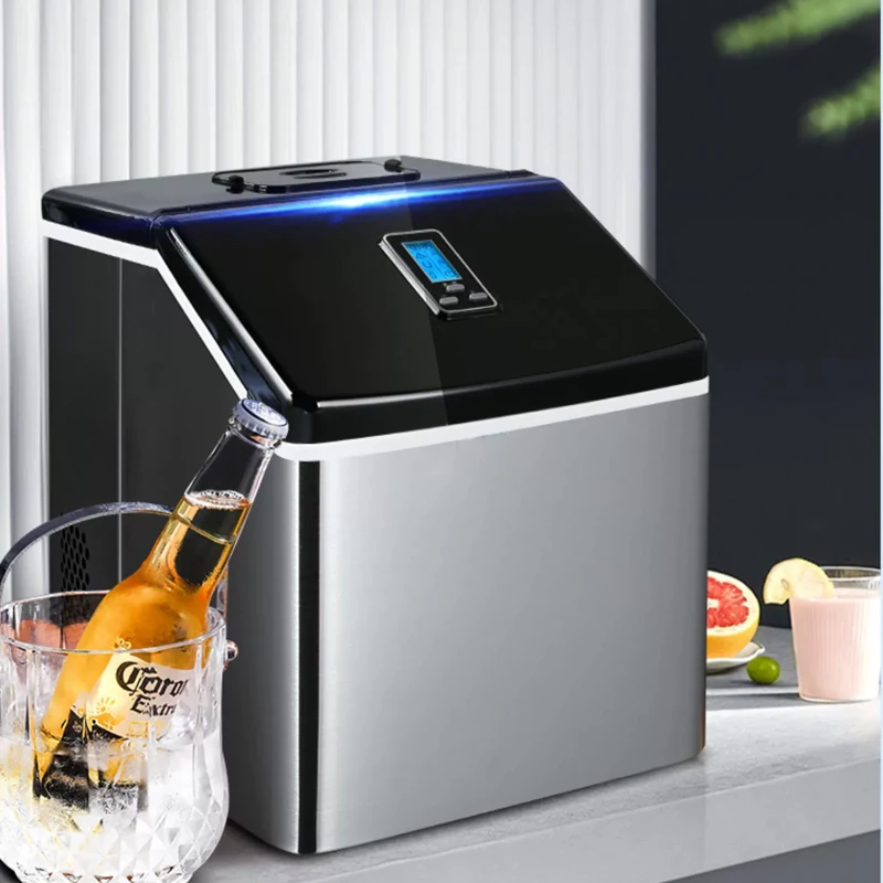 Silver Countertop Ice Maker Machine Compact Automatic Ice Maker Cubes Ready in Under 15 Minutes Portable Ice Cube Maker