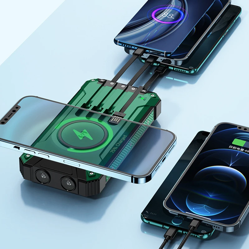 20000mAh batterie externe solaire sans fil USB C chargeur Portable pour iPhone 16 Xiaomi Huawei Samsung batterie de rechange Powerbank double lumière