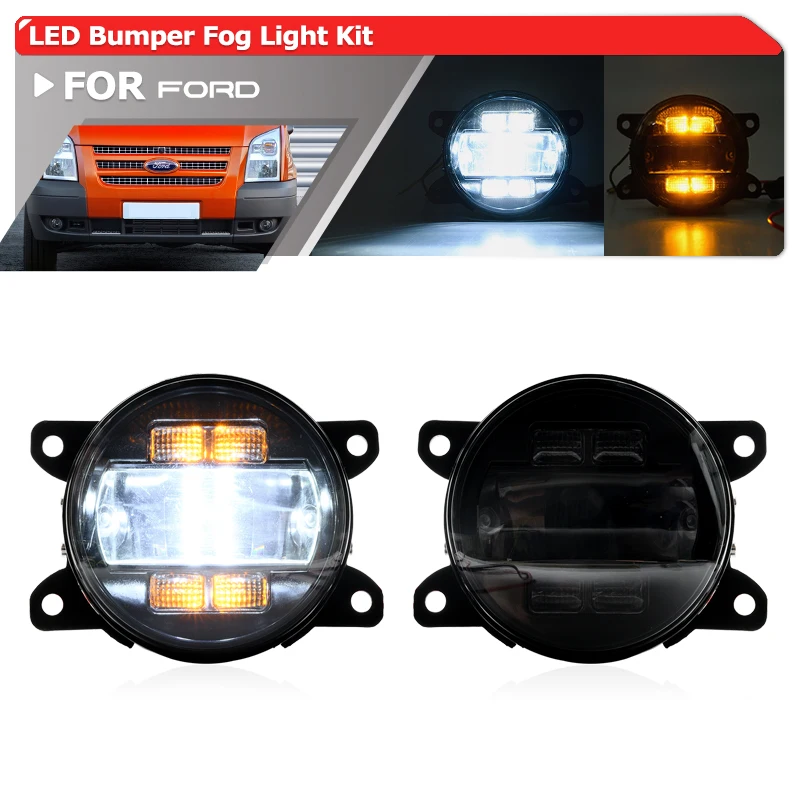 Smoked Bumper Fog Light Replacement For Ford Transit MK7 MK8 C-Max S-Max Fiesta V VI Focus Fusion Ranger DRL/Turn Signal Assy