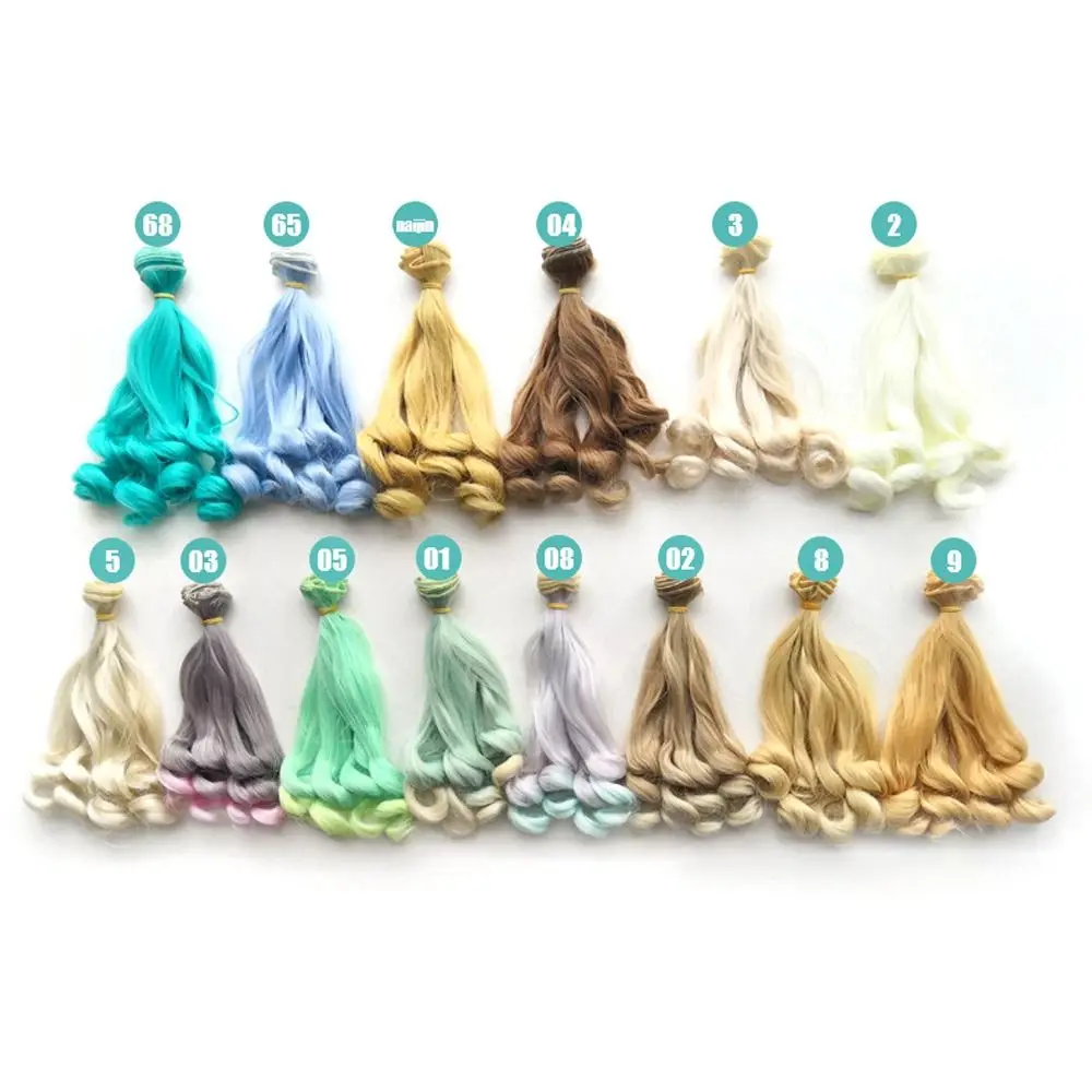 2024年 20*100CM BJDウィッグ 耐熱ファイバー DIY 1/3 1/4 1/6 SD/BJDヘア ソリッドカラー カールウィッグ