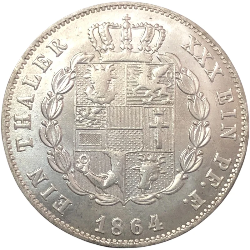 1864 Germany Grand duchy of Mecklenburg-Schwerin 1 Thaler Silver Plated Copy Coin