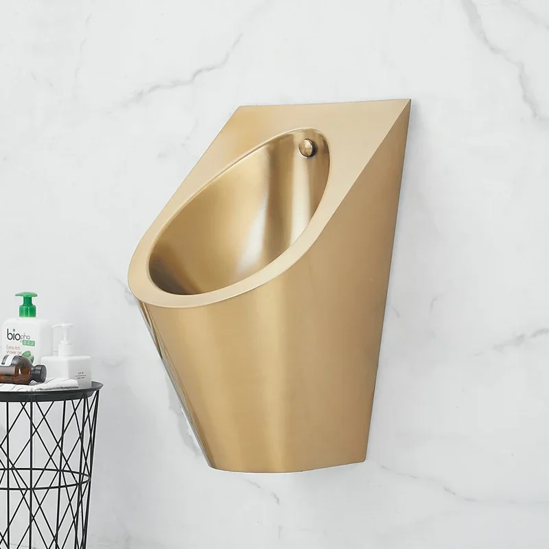 

stainless steel gold urinal wall-mounted integrated intelligent induction bathroom urinal