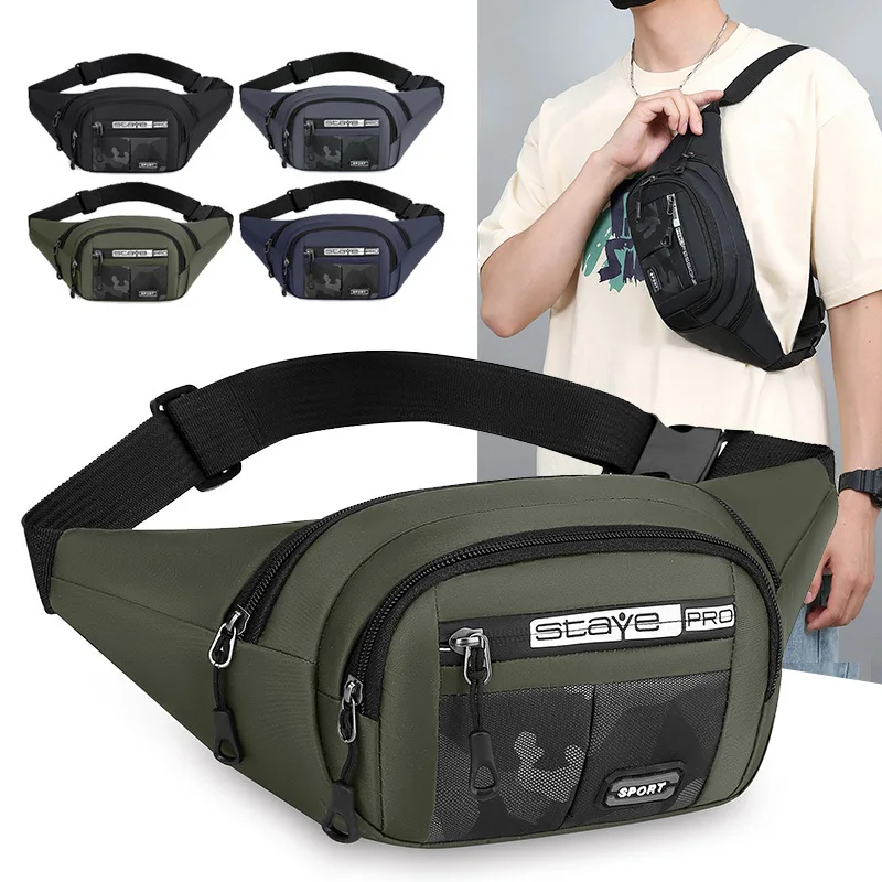 

Wear-resistant and waterproof men's waist bag, sports crossbody bag, large-capacity mobile phone, loose change storage wallet